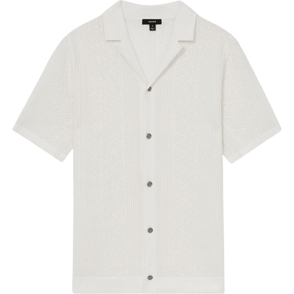 REISS KIPLING Textured Knit Short Sleeve Shirt